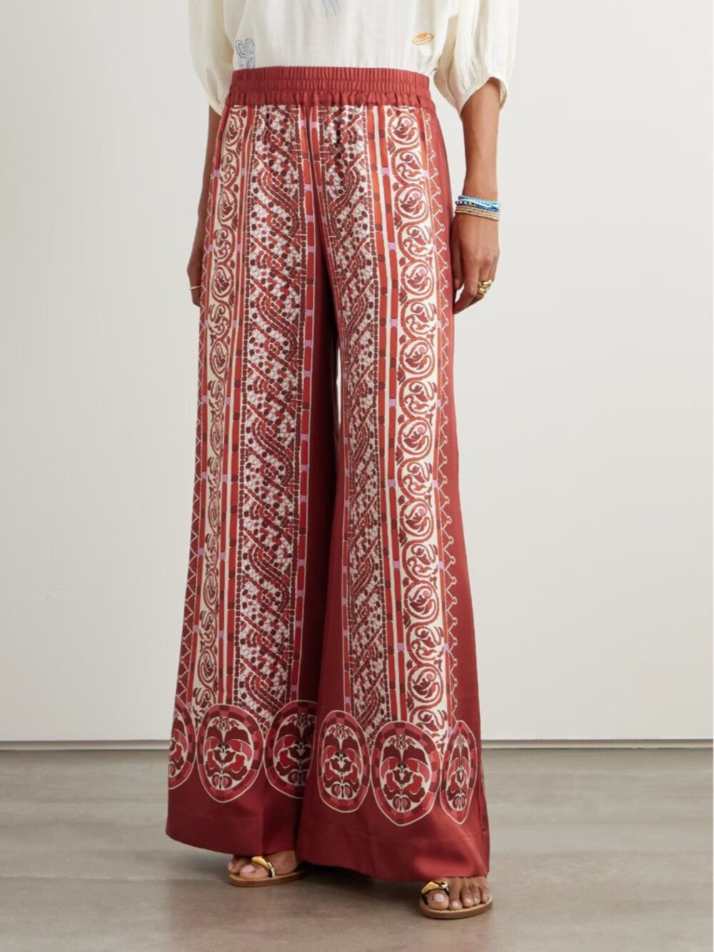 NWT La DoubleJ Palazzo Pant in Cobra Placee Silk Twill Pull-on Pants S